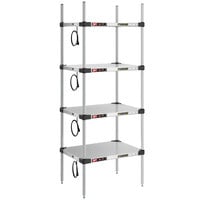 Metro Super Erecta 18 inch x 24 inch Stainless Steel 4-Shelf Heated Stainless Steel Takeout Station with 62 inch Chrome Posts