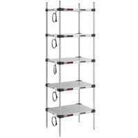 Metro Super Erecta 18" x 24" Stainless Steel 5-Shelf Heated Stainless Steel Takeout Station with 74" Chrome Posts