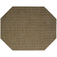 Front of the House Metroweave 14 inch x 11 inch Beige Rattan Woven Vinyl Rectangle Placemat - 12/Pack