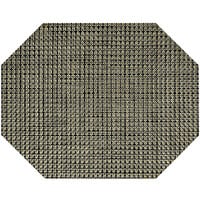 Front of the House Metroweave 14 inch x 11 inch Olive Basketweave Woven Vinyl Octagon Placemat - 12/Pack