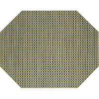 Front of the House Metroweave 14 inch x 11 inch Gold Basketweave Woven Vinyl Octagon Placemat - 12/Pack