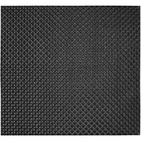 Front of the House Metroweave 14 inch x 13 inch Black Large Basketweave Woven Vinyl Rectangle Placemat - 12/Pack