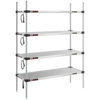 Metro Super Erecta 18" x 48" Stainless Steel 4-Shelf Heated Stainless Steel Takeout Station with 62" Chrome Posts
