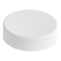 38/400 White Ribbed Continuous Thread Cap - Unlined - 3750/Case