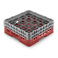 Cambro 16S958416 Camrack Customizable 10 1/8 inch High Customizable Cranberry 16 Compartment Glass Rack