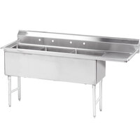 Advance Tabco FS-3-2424-24 One Compartment Stainless Steel Commercial Sink with One Drainboard - 36 1/2 inch - Right Drainboard
