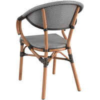 Lancaster Table & Seating French Bistro Black and White Outdoor Arm Chair