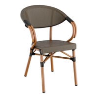 Lancaster Table & Seating Brown Teslin Outdoor Arm Chair