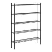 Regency 12" x 54" NSF Black Epoxy 5-Shelf Kit with 74" Posts