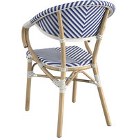 Lancaster Table & Seating French Bistro Blue and White Chevron Outdoor Arm Chair