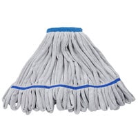 Gray loop-end wet mop head with blue band