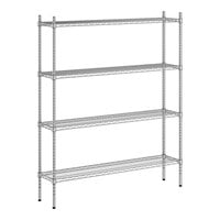 Regency 12" x 54" x 64" NSF Chrome Stationary 4-Shelf Kit