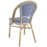 Lancaster Table & Seating French Bistro Blue and White Chevron Outdoor Side Chair