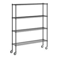 Regency 12" x 54" x 70" NSF Black Epoxy 4-Shelf Kit with Casters