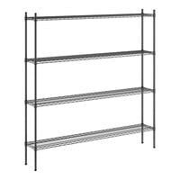 Regency 12" x 72" NSF Black Epoxy 4-Shelf Kit with 74" Posts