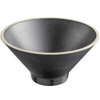 Acopa Ugoki 28 oz. Matte Black Melamine Bowl with Ivory Rim - 12/Pack