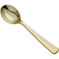 Gold Visions 5 7/8 inch Hammersmith Heavy Weight Gold Plastic Soup Spoon - 400/Case