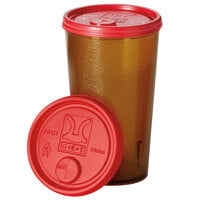 GET LID-88121-RED Disposable Red Plastic Lid with Straw Slot for 3 inch Diameter Tumblers - 1000/Case