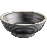 Acopa Ugoki 15 oz. Matte Black Melamine Bowl with Ivory Rim - 12/Pack