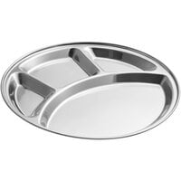 Choice 12 1/2 inch Stainless Steel 4 Compartment Plate / Thali