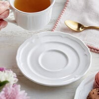 Sample - Acopa Condesa 6 inch Pearl White Scalloped Porcelain Saucer