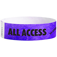 Carnival King Neon Purple ALL ACCESS Disposable Tyvek® Wristband 3/4 inch x 10 inch - 500/Bag