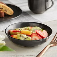 Sample - Acopa Condesa 5.5 oz. Matte Finish Armor Gray Scalloped Porcelain Fruit Dish