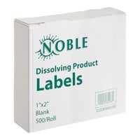 Noble Products 1" x 2" Blank Dissolving Product Label with Dispenser Carton - 500/Roll