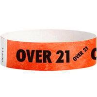 Carnival King Neon Red OVER 21 inch Disposable Tyvek® Wristband 3/4 inch x 10 inch - 500/Bag