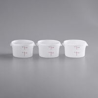 Choice 2 Qt. Translucent Round Polypropylene Food Storage Container and Lid - 3/Pack