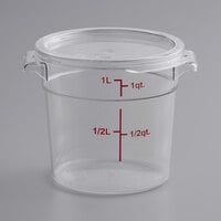 Choice 1 Qt. Clear Round Polycarbonate Food Storage Container and Lid
