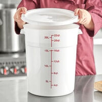Choice 22 Qt. White Round Polypropylene Food Storage Container and Lid