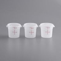 Choice 1 Qt. Translucent Round Polypropylene Food Storage Container and Lid - 3/Pack
