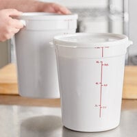 Choice 8 Qt. White Round Polypropylene Food Storage Container and Lid - 2/Pack