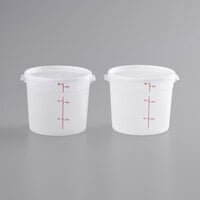 Choice 6 Qt. Translucent Round Polypropylene Food Storage Container and Lid - 2/Pack