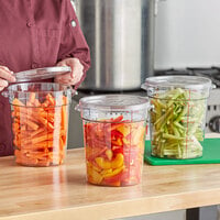 Choice 4 Qt. Clear Round Polycarbonate Food Storage Container and Lid - 3/Pack