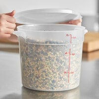 Choice 6 Qt. Translucent Round Polypropylene Food Storage Container and Lid