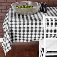 Intedge 25 Yard Roll 52 inch Wide Black Gingham Vinyl Table Cover with Flannel Back