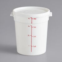 Choice 4 Qt. White Round Polypropylene Food Storage Container and Lid