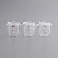 Choice 1 Qt. Clear Round Polycarbonate Food Storage Container and Lid - 3/Pack