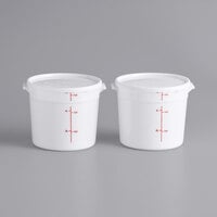 Choice 6 Qt. White Round Polypropylene Food Storage Container and Lid - 2/Pack