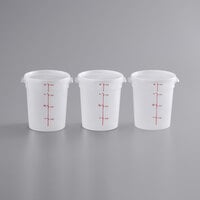 Choice 4 Qt. Translucent Round Polypropylene Food Storage Container and Lid - 3/Pack