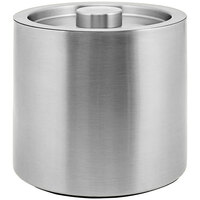 Front of the House 3 Qt. Silver Stainless Steel Ice Bucket with Matching Lid RIB024BSS21 - 4/Case