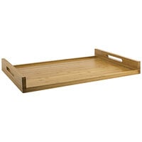 Front of the House 26 inch x 18 inch x 2 inch Bamboo Rectangular Serving Tray with Straight Handles - 2/Case