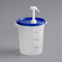Choice Condiment Pump Kit with 1 oz. Pump and 4 Qt. Round Translucent Container with Blue Lid