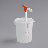 Choice Condiment Pump Kit with 1 oz. Maxi Pump and 4 Qt. Round Translucent Container with Lid