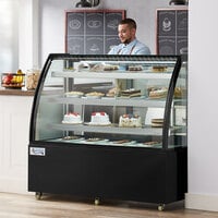 Avantco BCT-60 60 inch Black 3-Shelf Curved Glass Refrigerated Bakery Display Case with LED Lighting