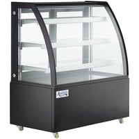 Avantco BCT-48 48 inch Black 3-Shelf Curved Glass Refrigerated Bakery Display Case with LED Lighting