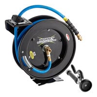Regency Open Powder-Coated Steel Hose Reel with 30' x 3/8" Hose and Spray Valve