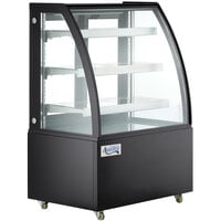 Avantco BCT-36 36 inch Black 3-Shelf Curved Glass Refrigerated Bakery Display Case with LED Lighting